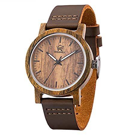 【レビューで送料無料】 Sentai Natural Wood Watch, Genuine Leather Strap, Handmade Quartz Watches, 腕時計