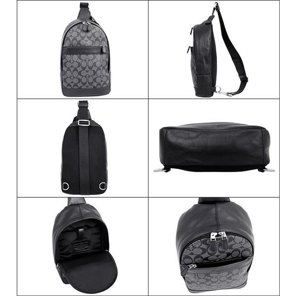 コーチ チャールズ ボディバッグ シグネチャー PVC レザー 黒