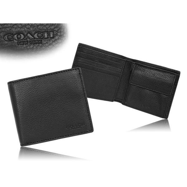 コーチ COACH 財布 二つ折り財布 F75003 ブラック カーフ レザー 