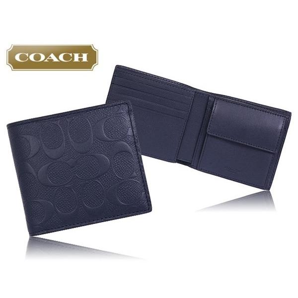 コーチ Coach 財布 二つ折り財布 F ミッドナイトネイビー デボスド シグネチャー クロスグレーンレザー コイン ウォレット アウトレット メンズ レディース Co Ko 8 インポートコレクションyr 通販 Yahoo ショッピング