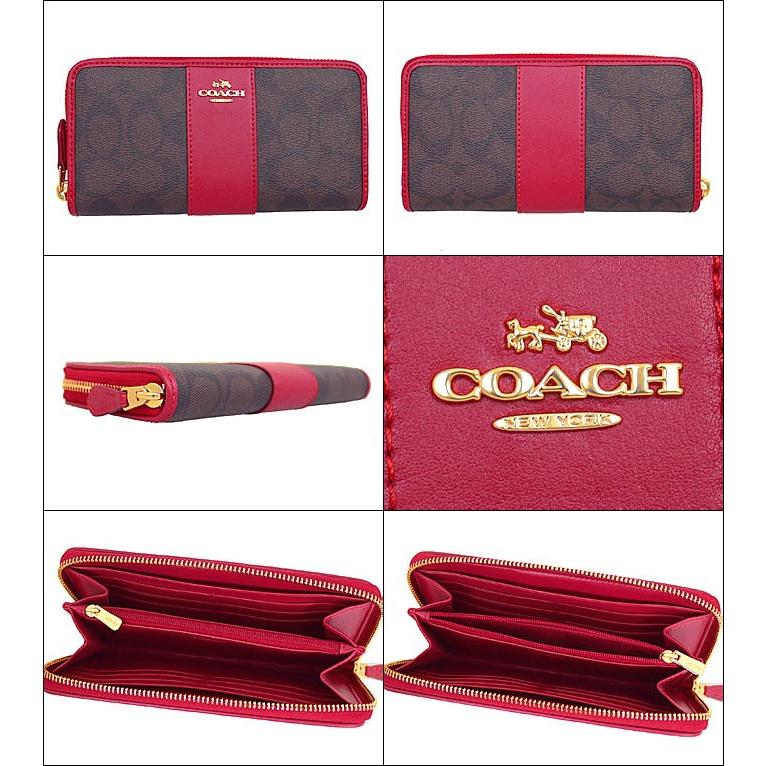 コーチ COACH 財布 長財布 F54630 ブラウン×トゥルーレッド シグネチャー PVC レザー アコーディオン ジップ アラウンド アウトレット レディース｜import-collection-yr｜02