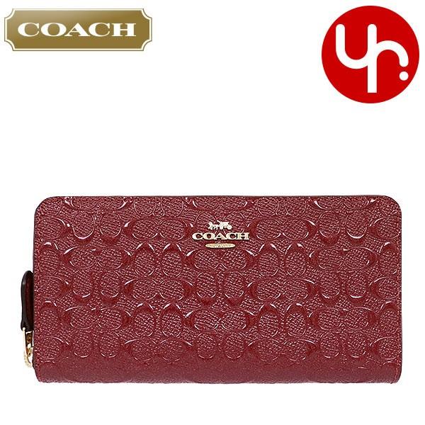 コーチ COACH 財布 長財布 F54805 チェリー ラグジュアリー デボスド シグネチャー パテント アコーディオン ジップ アラウンド