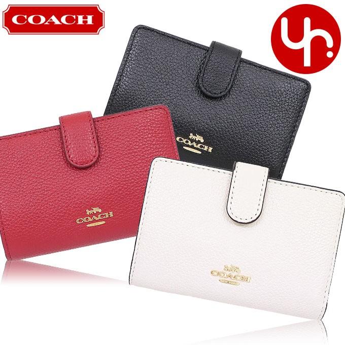 コーチ COACH 財布 二つ折り財布 F68398 チョーク ラグジュアリー ペブルド レザー ミディアム コーナー ジップ ウォレット アウトレット レディース｜import-collection-yr