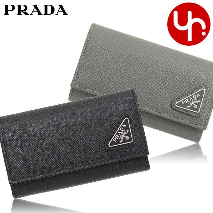 プラダ PRADA 小物 キーケース 2PG222 QHH サフィアーノ レザー トライアングル ロゴ 6連 キーケース メンズ レディース｜import-collection-yr