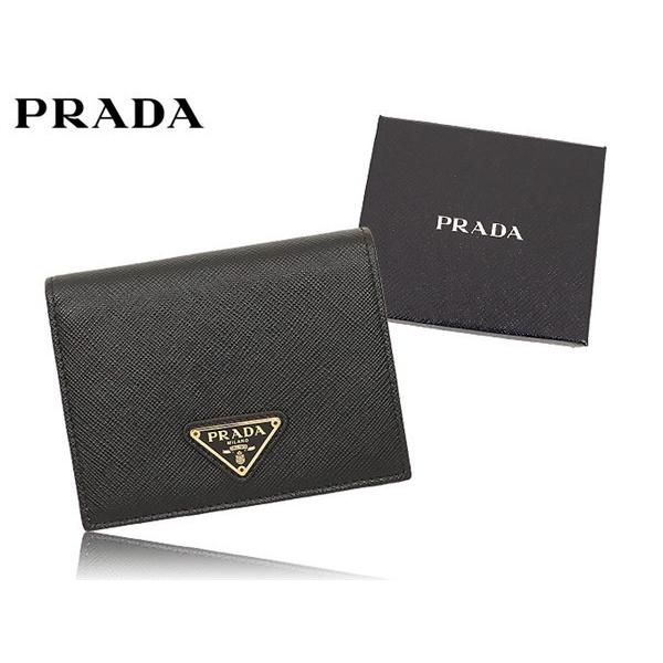 プラダ PRADA 財布 二つ折り財布 1MV204 QHH ネロ サフィアーノ レザー 