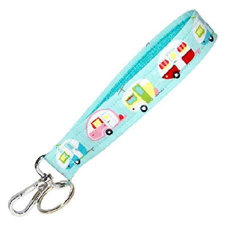 [SANQIZ] Camping Key Fob Strap - Camper Keychain - Blue Glamping Trailers - RV Accessories - 1x 6 Inch Loop - Wallet or Purse Strap - Cute  輸入品 | 