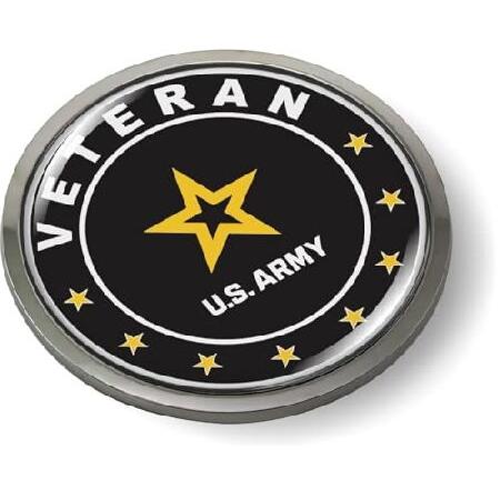 BestLicensePlateFrames AMVETS アメリカ人退役軍人3Dドーム型車エンブレムバッジステッカー 丸型 BLP-960 輸入品 | 