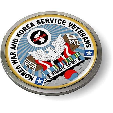 Korean War Veteran 3D Domed CAR Emblem Badge Sticker Chrome Plastic ROUND Bezel 輸入品 | 
