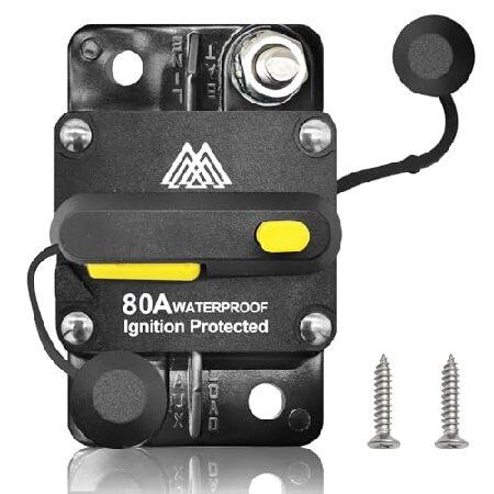 M1A2 サーキットブレーカー 80A 防水ヒューズ インラインホルダー リセット可能 ヒューズ マニュアル リセット 12V-48V DC カーオーディオ RV ホーム 輸入品 | 