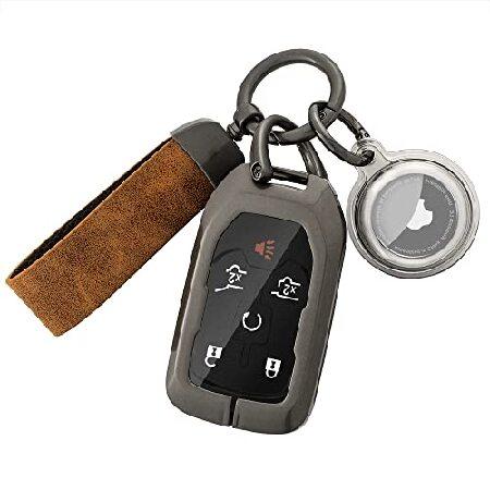 Kesenloe GMCキーフォブカバー エアタグキーチェーン付き メタルシェルカーキーケースホルダー フルプロテクション シボレーシルバラード/コロラド/ 輸入品 | 