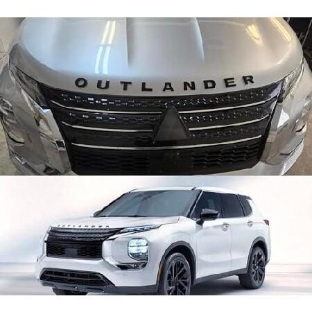 GZBFTDH フードエンブレム フロントバッジ 三菱アウトランダー 2024 2023 2022用、アクセサリー 黒文字 粘着 隆起 デカール 外装 並行輸入品 | 