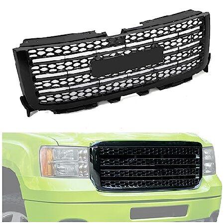 KUAFU フロントバンパーグリル 2011-2014 シボレー シルバラード GMC シエラ 2500 3500 HD バンパーガードグリル エンブレム付き  用 20966057 プラ 並行輸入品 | 