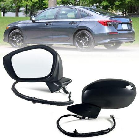 Lqito 左運転席側ミラー 2022 2023 ホンダ シビック セダン/ハッチバック用 パワーガラス付き 手動折りたたみ クリスタルブラックパール  用 HO13203 輸入品 | 