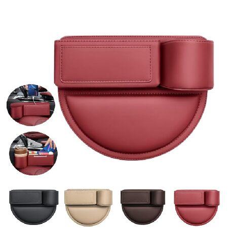 Car Leather Cup Holder Gap Bag,2024 New Seat Gap Storage Box,Adjustable Car Gap Filler,Leather Cup Holder Gap Bag with Cup Holder for Phone 並行輸入品 | 