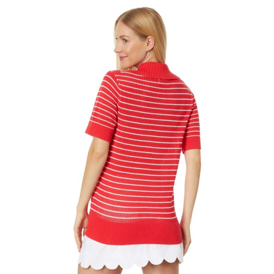 野党 ヴィニヤードヴァインズ (Vineyard Vines) レディース ニット・セーター トップス Crochet Short Sleeve Polo Sweater (Lighthouse Red)