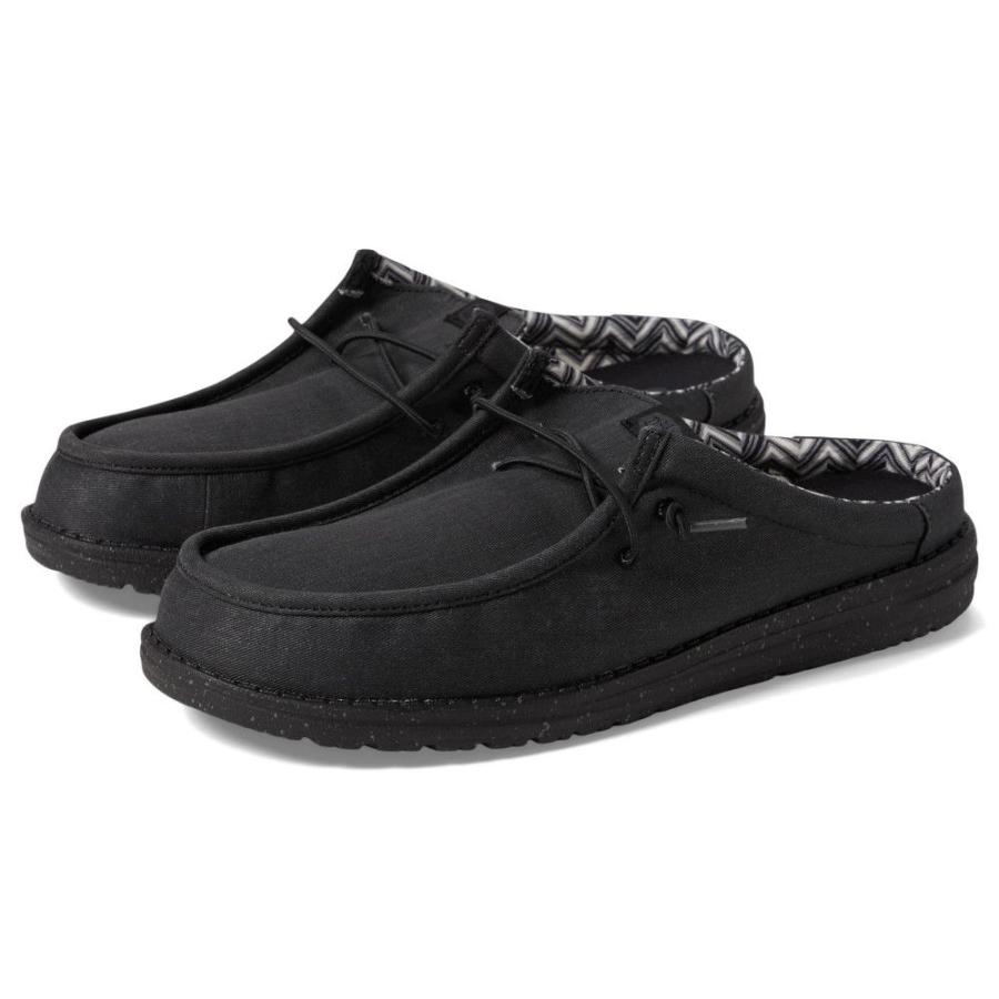 ヘイデュード (Hey Dude) メンズ スリッポン・フラット シューズ・靴 Wally Slip Canvas (Black/Black