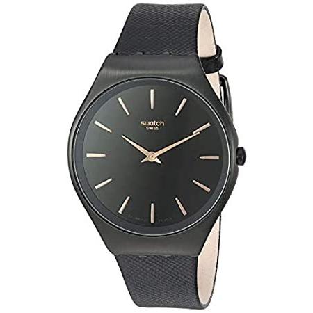 全商品オープニング価格！ Swatch Wa Casual 16 Black, Strap, Leather Quartz Steel Stainless Irony Skin 腕時計