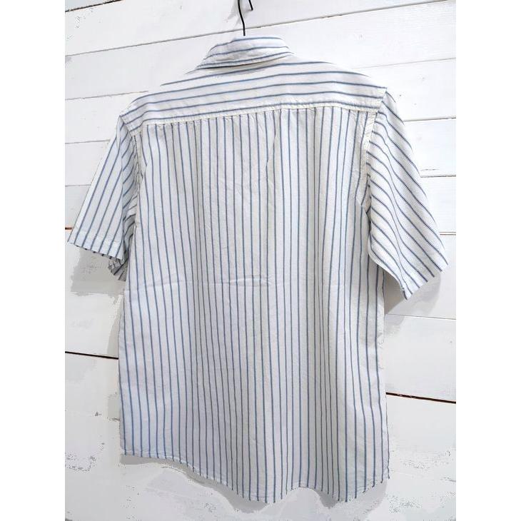 CAMCO(カムコ)レイルロードストライプ シャンブレー 半袖シャツ オフホワイト S M L XL