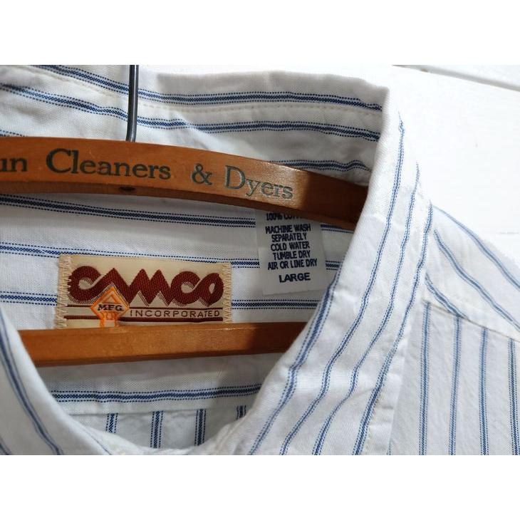CAMCO(カムコ)レイルロードストライプ シャンブレー 半袖シャツ オフホワイト S M L XL