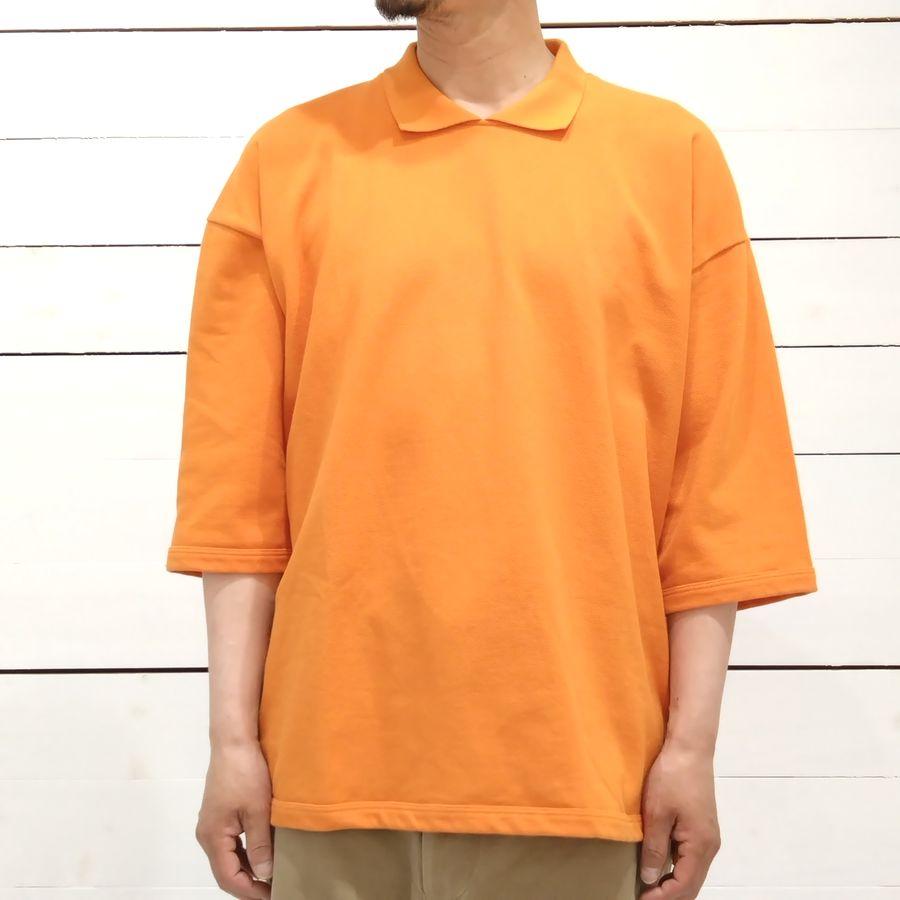 QUOTIDIEN( コティディアン ワイドポロシャツ フランス製 鹿の子コットン NAVY、OCRE サイズ 3( JPN-M〜L ) MADE IN FRANCE(フランス製) :quotidienbigpolo:ROOTS import clothing 通販 quotidien コティディアン 襟無し ポロシャツ ヘンリーネック Tシャツ