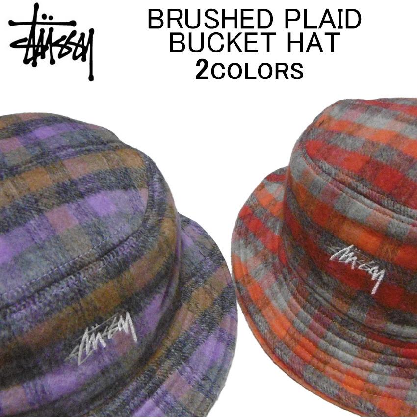 ステューシー 帽子・キャップ STUSSY BRUSHED PLAID BUCKET HAT