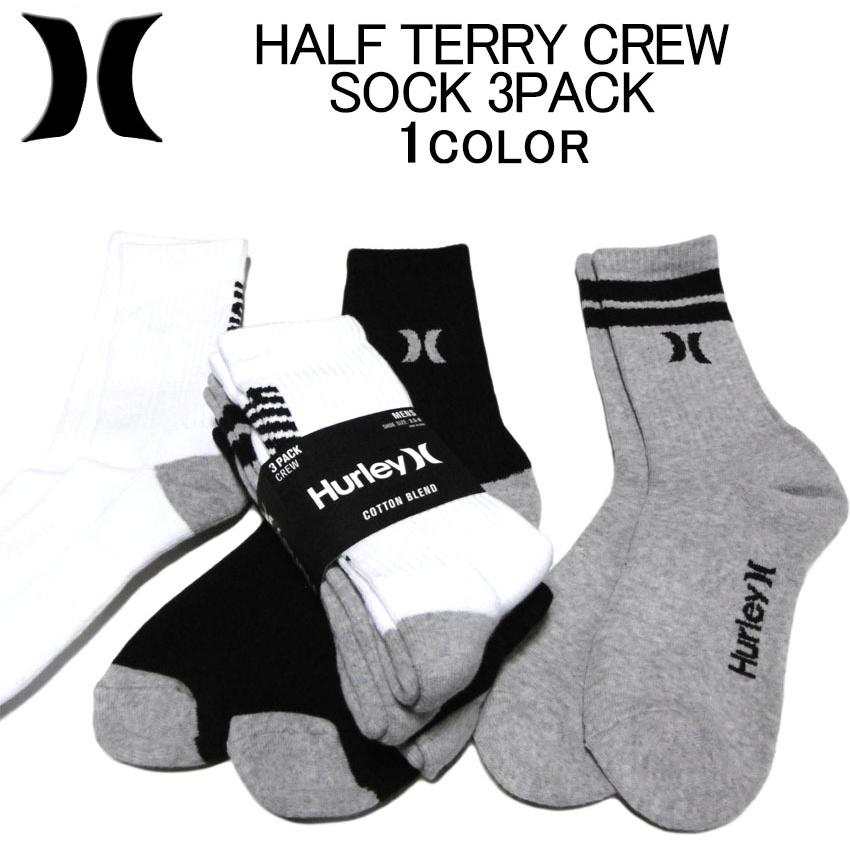 ハーレー 靴下・ソックス HURLEY HALF TERRY CREW SOCK 3 PACK(3足組) レッグウェア・スポーツソックス・メンズ/レディース(男女兼用)｜import-shop-bills