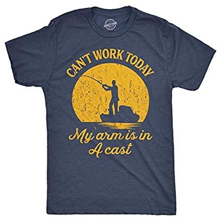 Crazy Dog Tシャツ メンズ Can't Work Today My Arm is in A CastTシャツ 面白い釣り 父の日 US サイ