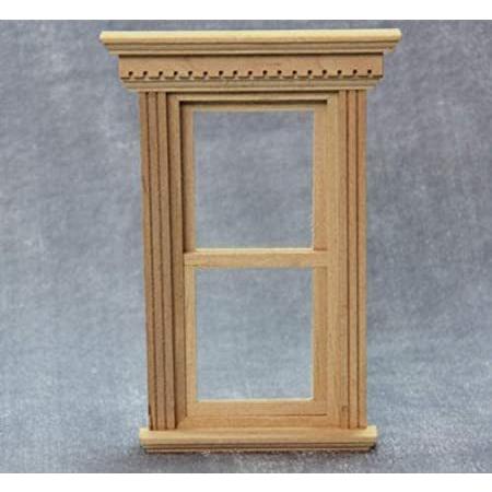 1/12 DIY Dollhouse Unpainted 2 Panel Wooden Window Frame /Glass Movable/Dol