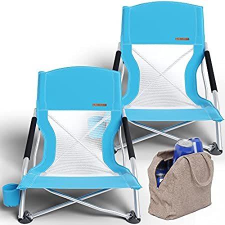 い出のひと時に、とびきりのおしゃれを！ I&J Basics 2 Pack Low Beach Chairs for Adults | Ultra Light, Heavy Duty Bea その他アウトドア用品