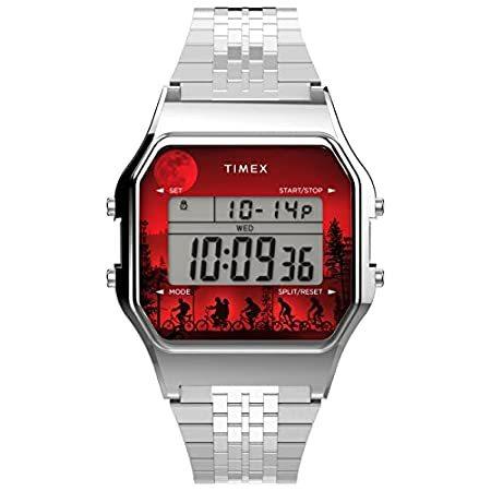 100％本物 Timex T80 x Stranger Things 34mm Watch – Silver-Tone & Red Case with Stainl 腕時計