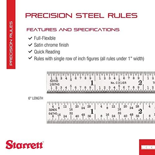 【並行輸入品】Starrett C316R 6 Inch Steel Rule with Graduations by Starr ...