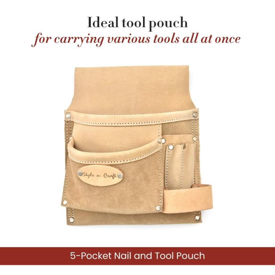【並行輸入品】Style n Craft 5 Pocket Nail and Tool Pouch， Heavy Duty Leather T_3