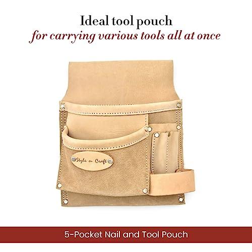 【並行輸入品】Style n Craft 5 Pocket Nail and Tool Pouch， Heavy Duty Leather T_4