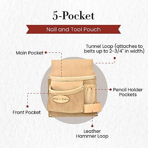 【並行輸入品】Style n Craft 5 Pocket Nail and Tool Pouch， Heavy Duty Leather T_7