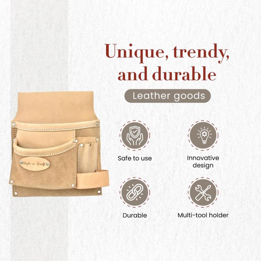 【並行輸入品】Style n Craft 5 Pocket Nail and Tool Pouch， Heavy Duty Leather T_9