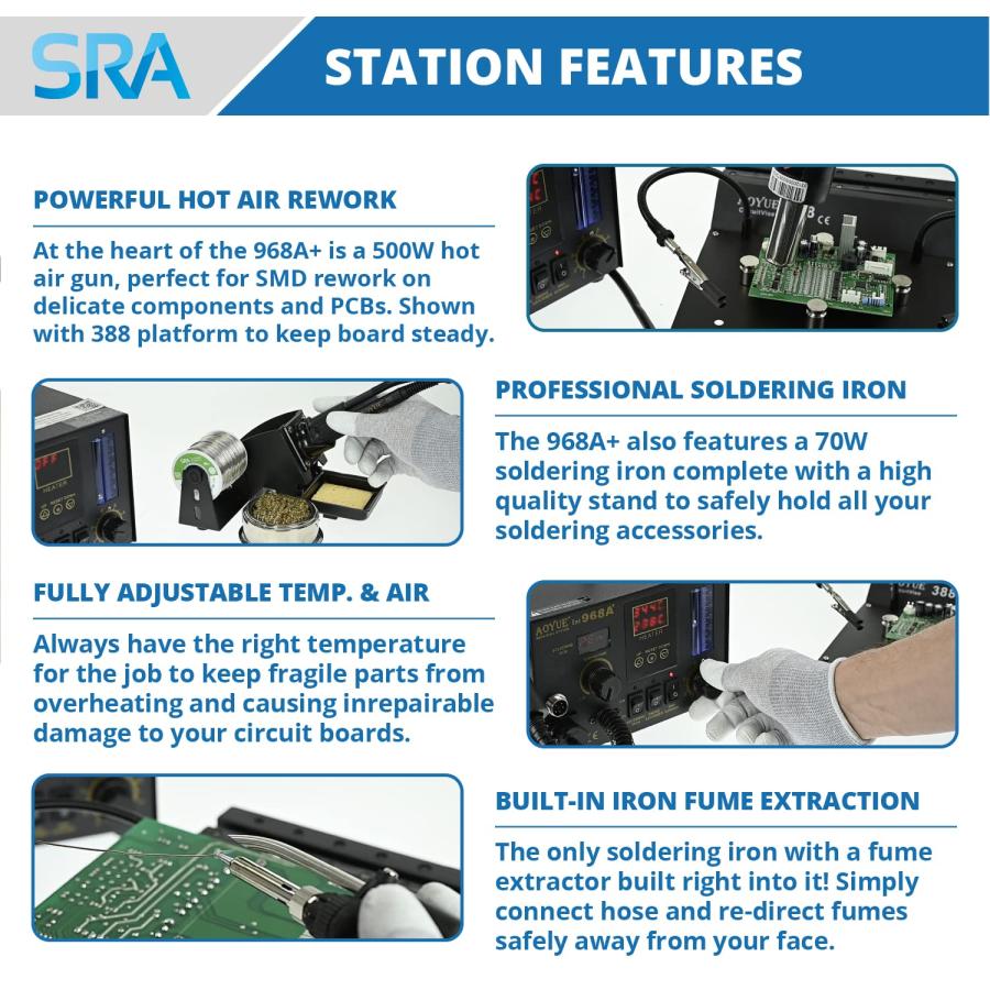 【並行輸入品】Aoyue 968A+ Professional SMD Digital Hot Air Rework Station withの画像