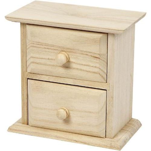 【並行輸入品】Create Crafts 57573 Creativ 1ピース 木製チェスト 2つの引き出し付き ベージュ 13x7.5x13cmの画像