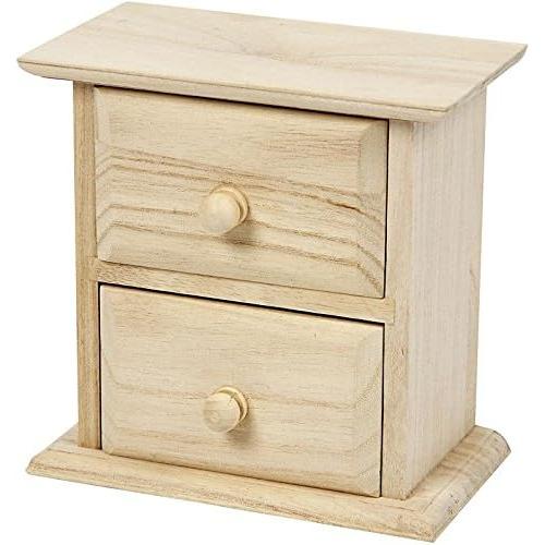 【並行輸入品】Create Crafts 57573 Creativ 1ピース 木製チェスト 2つの引き出し付き ベージュ 13x7.5x13cmの画像