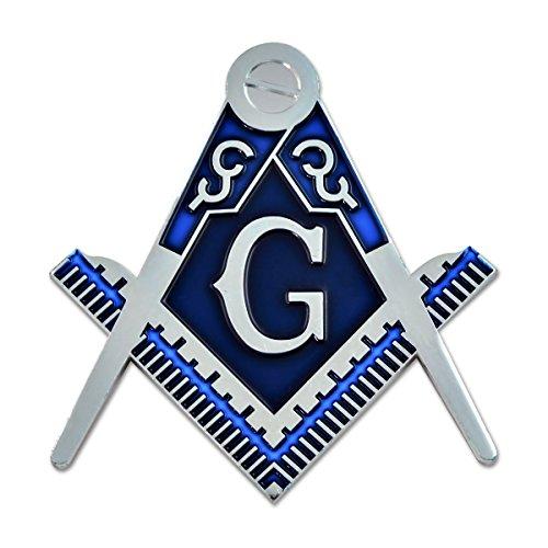 【並行輸入品】Square \u0026 Compass Masonic Auto Emblem   [Silver \u0026 Blue][3'' Tall]の画像