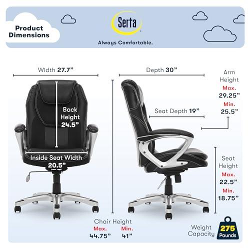 【並行輸入品】Pemberly行Office Chair in Puresoftブラックフェイクレザー Serta Executive Offi_7