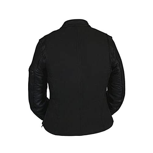 【並行輸入品】(トゥルーエレメント)True Element レディース 軽快なベント付きスクーターカラー付きレザー製オートバイジャケット(ブラ_6