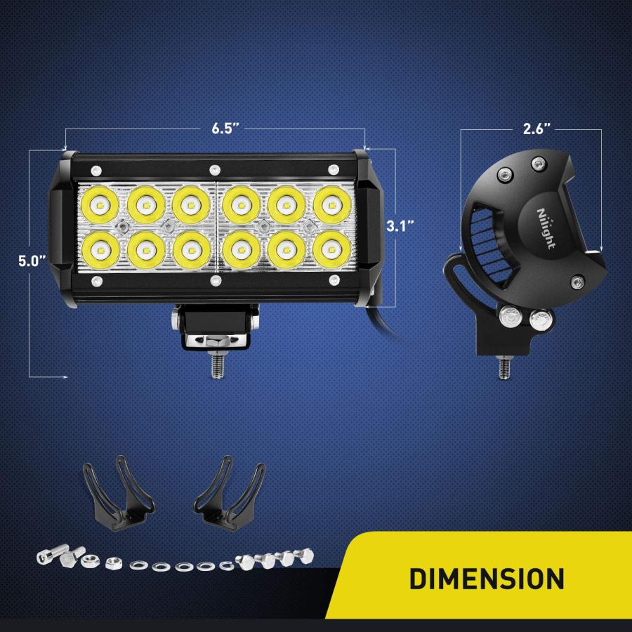 【並行輸入品】Nilight Led Light Bar 2PCS 36w 6.5Inch Spot Led Off Road Lights Sの画像