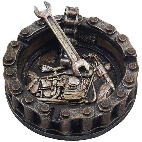 【並行輸入品】Decorative Motorcycle Chain Ashtray with Wrench and Bike Motif Gr_1