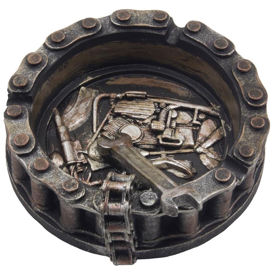 【並行輸入品】Decorative Motorcycle Chain Ashtray with Wrench and Bike Motif Gr_3