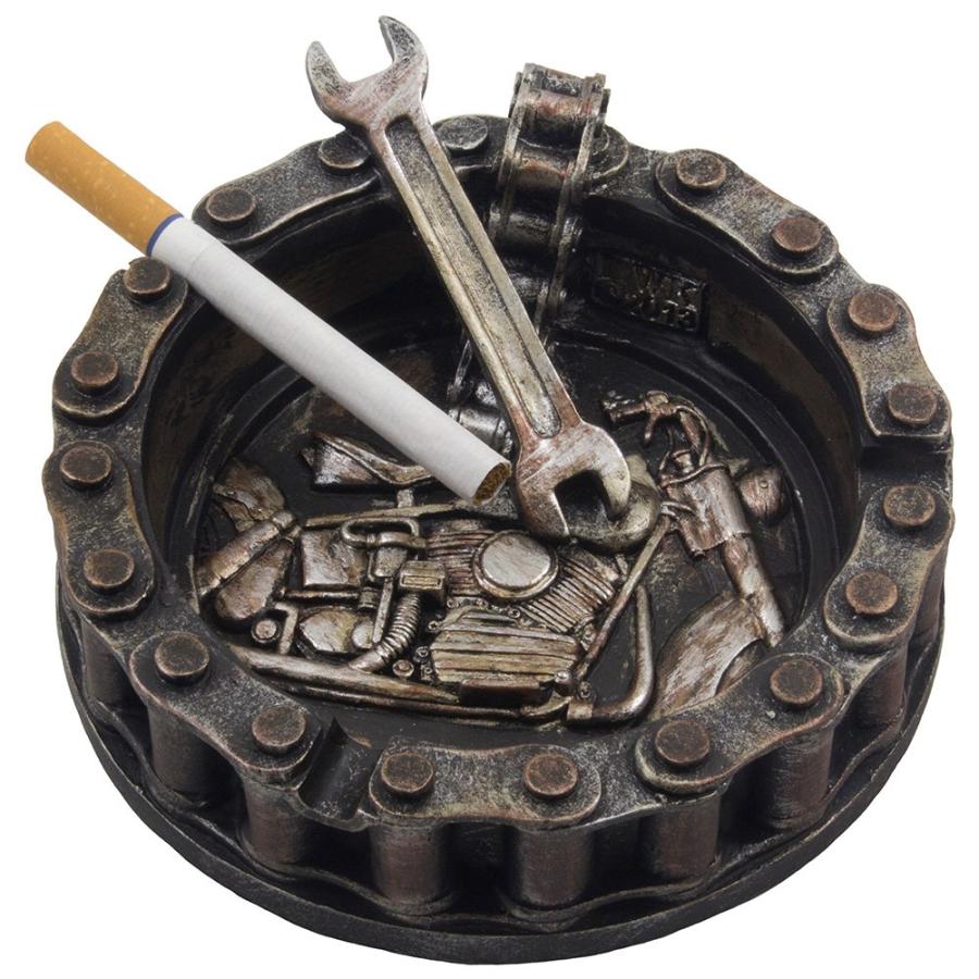 【並行輸入品】Decorative Motorcycle Chain Ashtray with Wrench and Bike Motif Gr_9