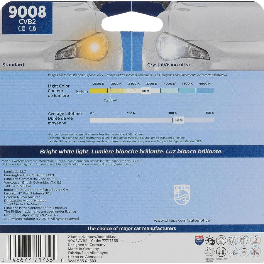 【並行輸入品】Philips 9008 / H13 ヘッドライト電球 2個パック 9008CVB2の画像