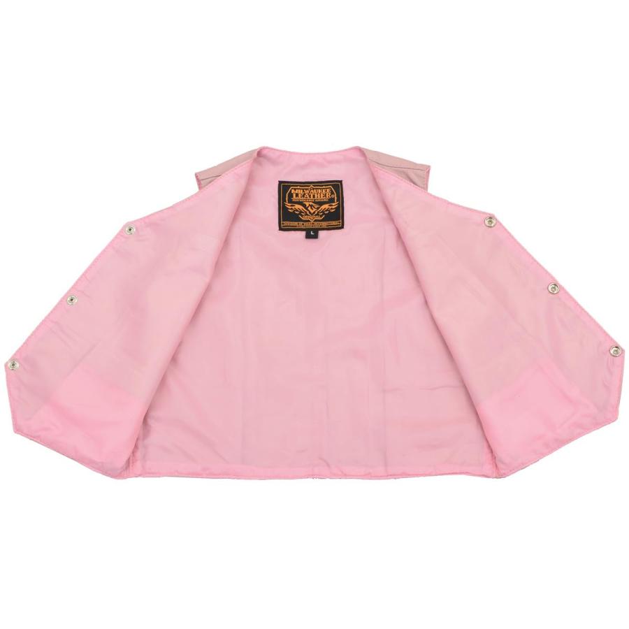 【並行輸入品】Milwaukee Leather SH2011LPNK Girls Pink Classic Three Snap Leatheの画像