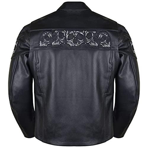 【並行輸入品】反射性スカルプレミアム牛革オートバイジャケット。 Vance Leather Men's Stand Up Collar Premの画像