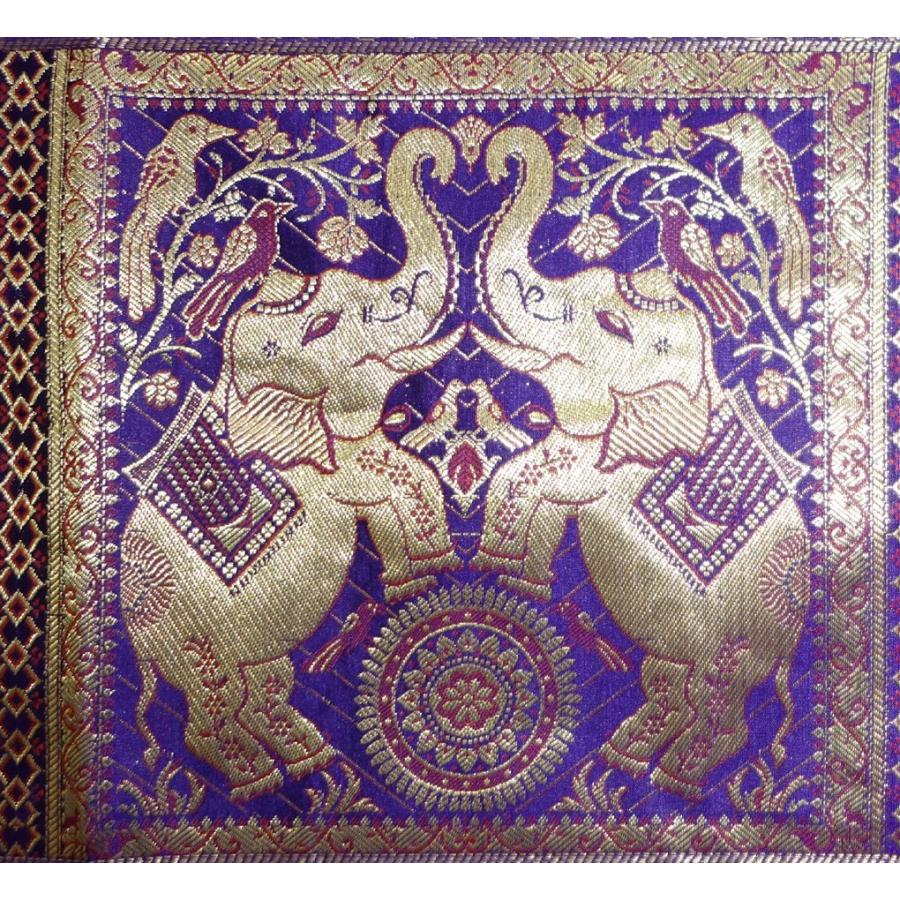 Lalhaveli Handcrafted Elephant Design Silk Purple Table Runner 15 並行輸入品｜import-tabaido｜07