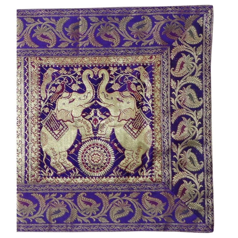 Lalhaveli Handcrafted Elephant Design Silk Purple Table Runner 15 並行輸入品｜import-tabaido｜10